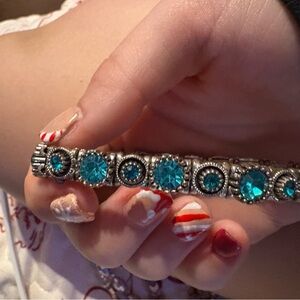 Elegant Silver Bracelet with Blue Accents